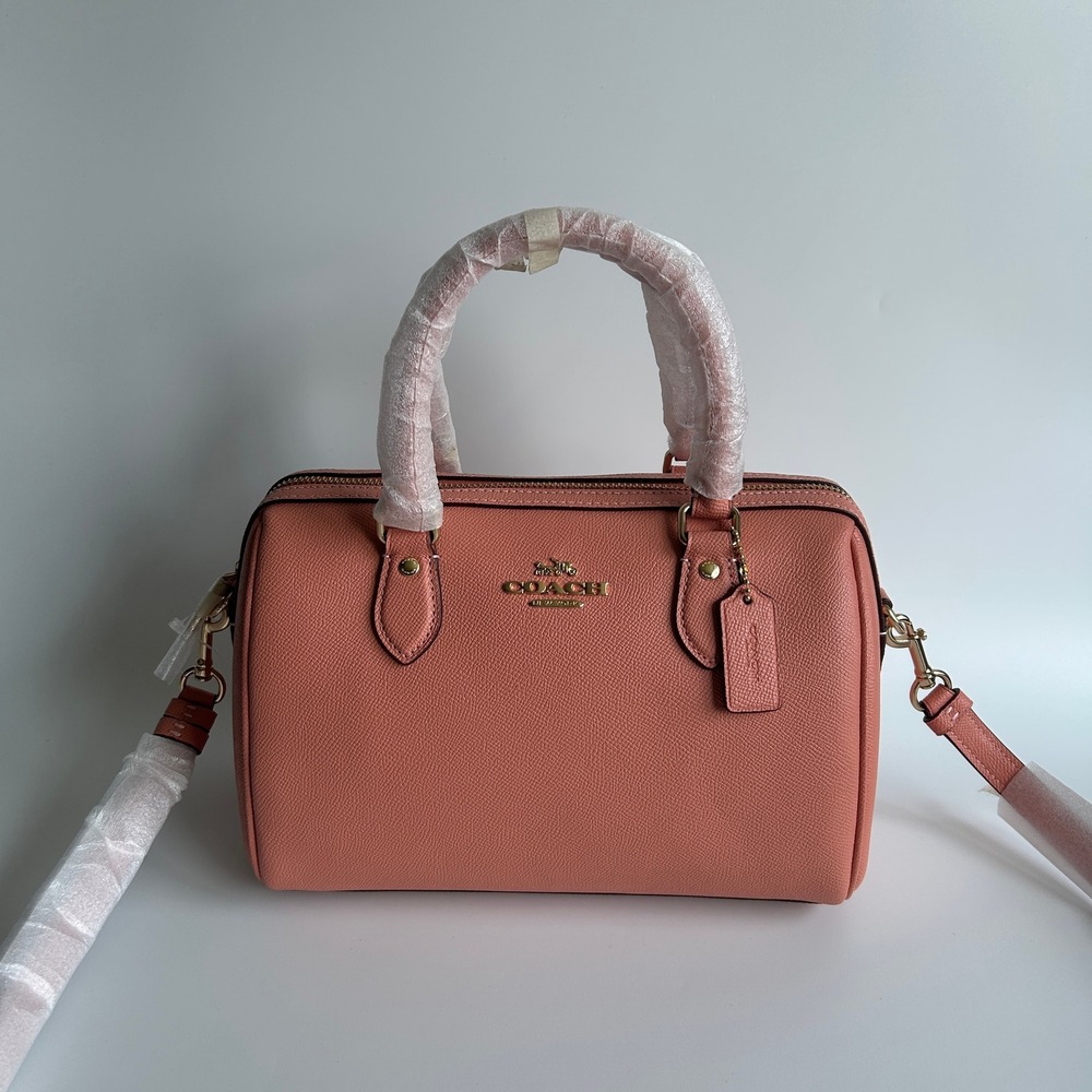 Coach Rowan Satchel Light Coral Crossgrain Leather Bag CH282